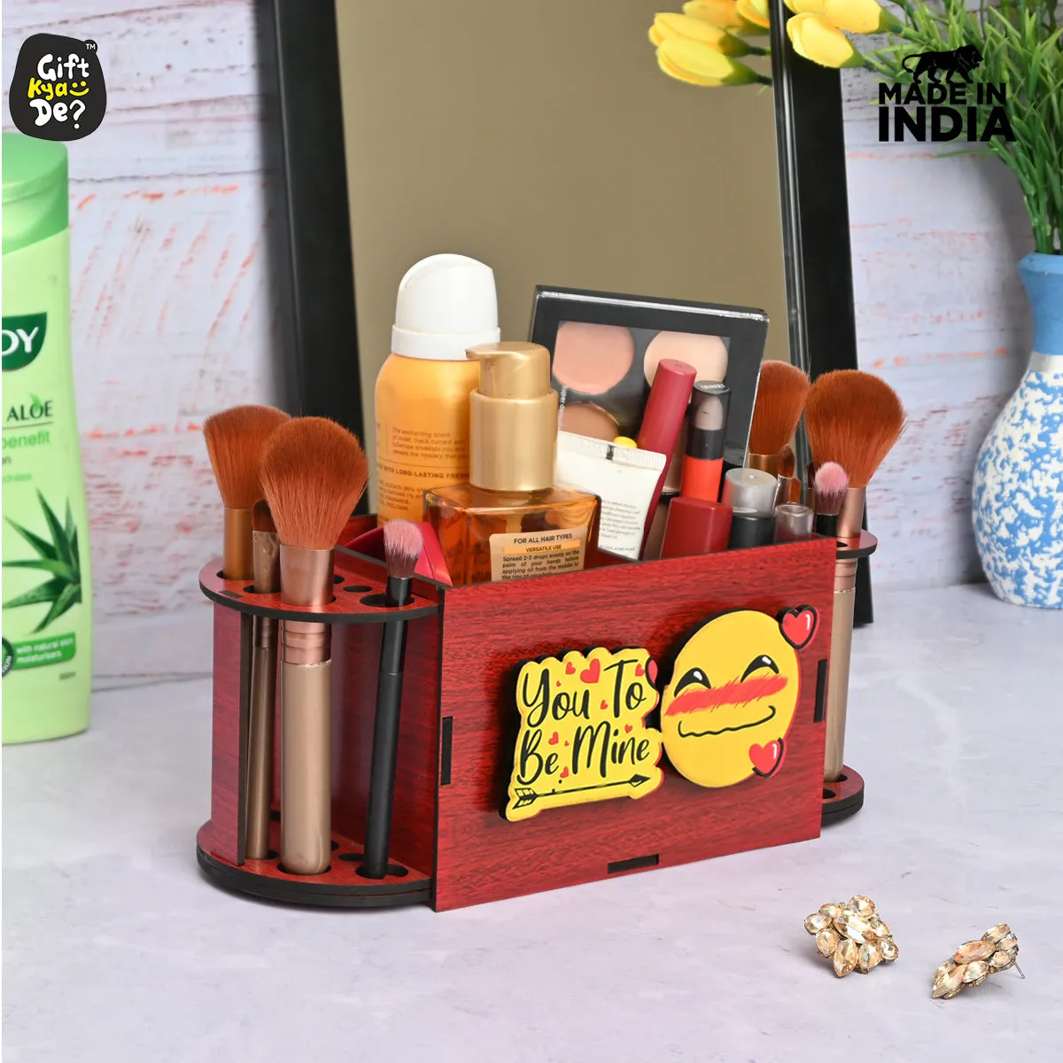 Funky 2 Compartment Makeup Organizer with Brush Holder