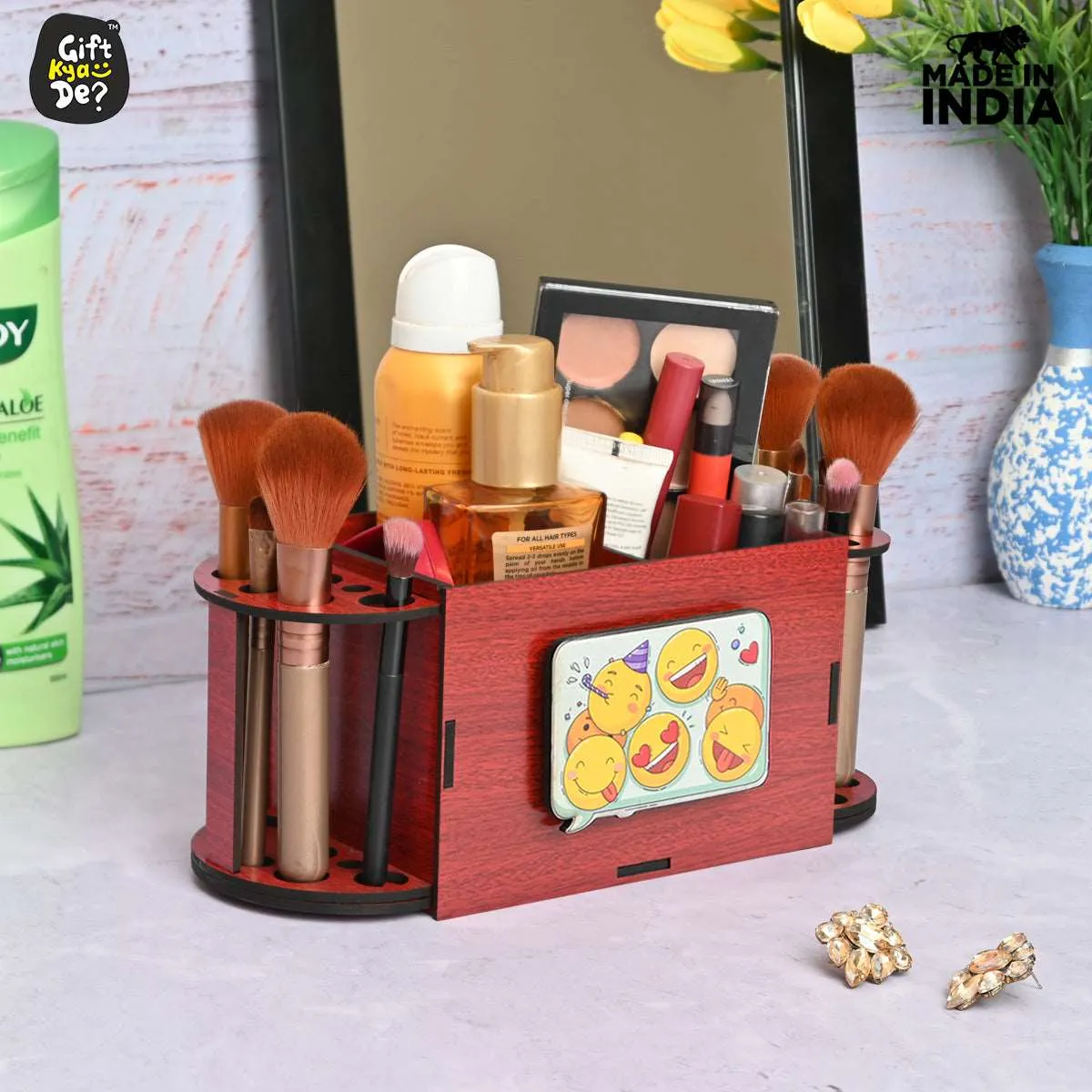 Funky 2 Compartment Makeup Organizer with Brush Holder