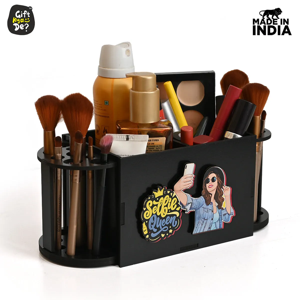 Funky 2 Compartment Makeup Organizer with Brush Holder