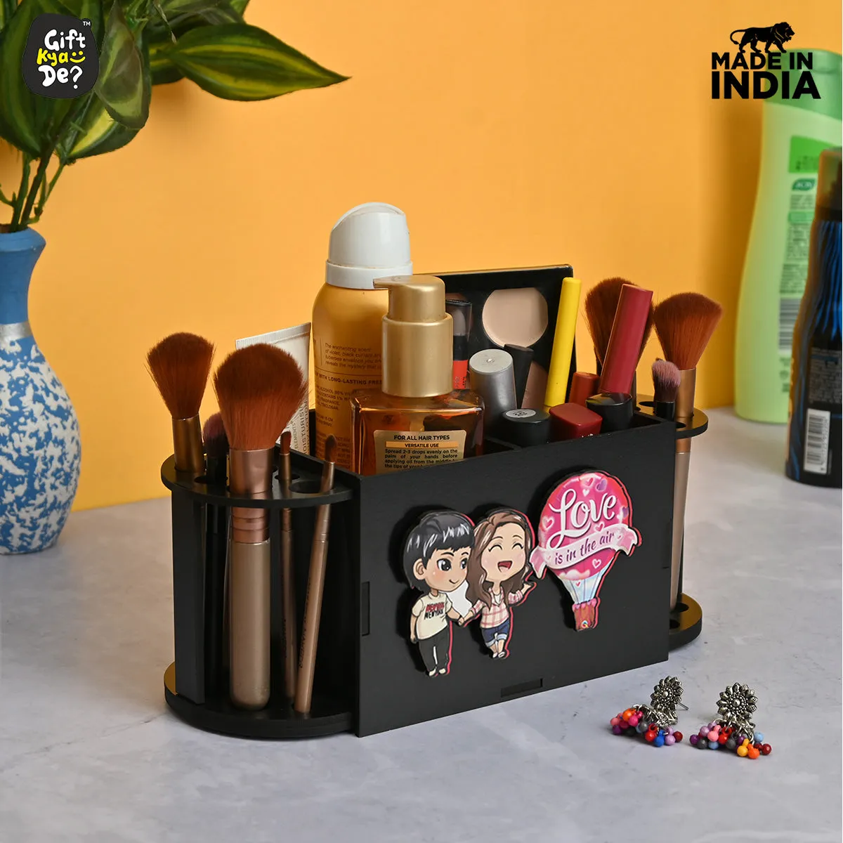 Funky 2 Compartment Makeup Organizer with Brush Holder