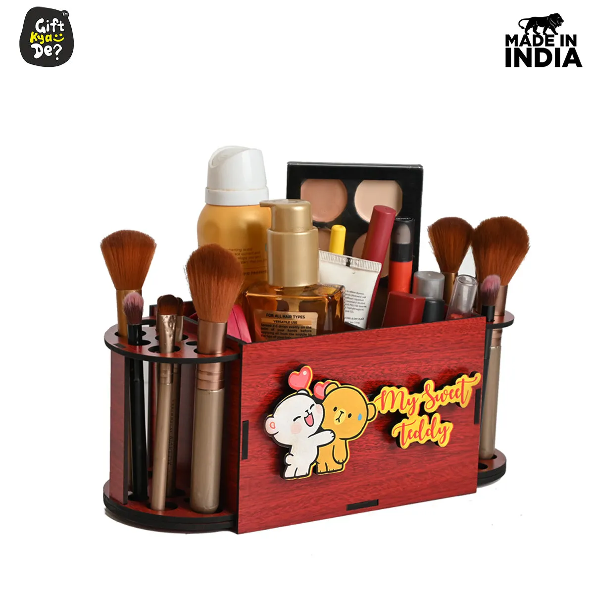 Funky 2 Compartment Makeup Organizer with Brush Holder