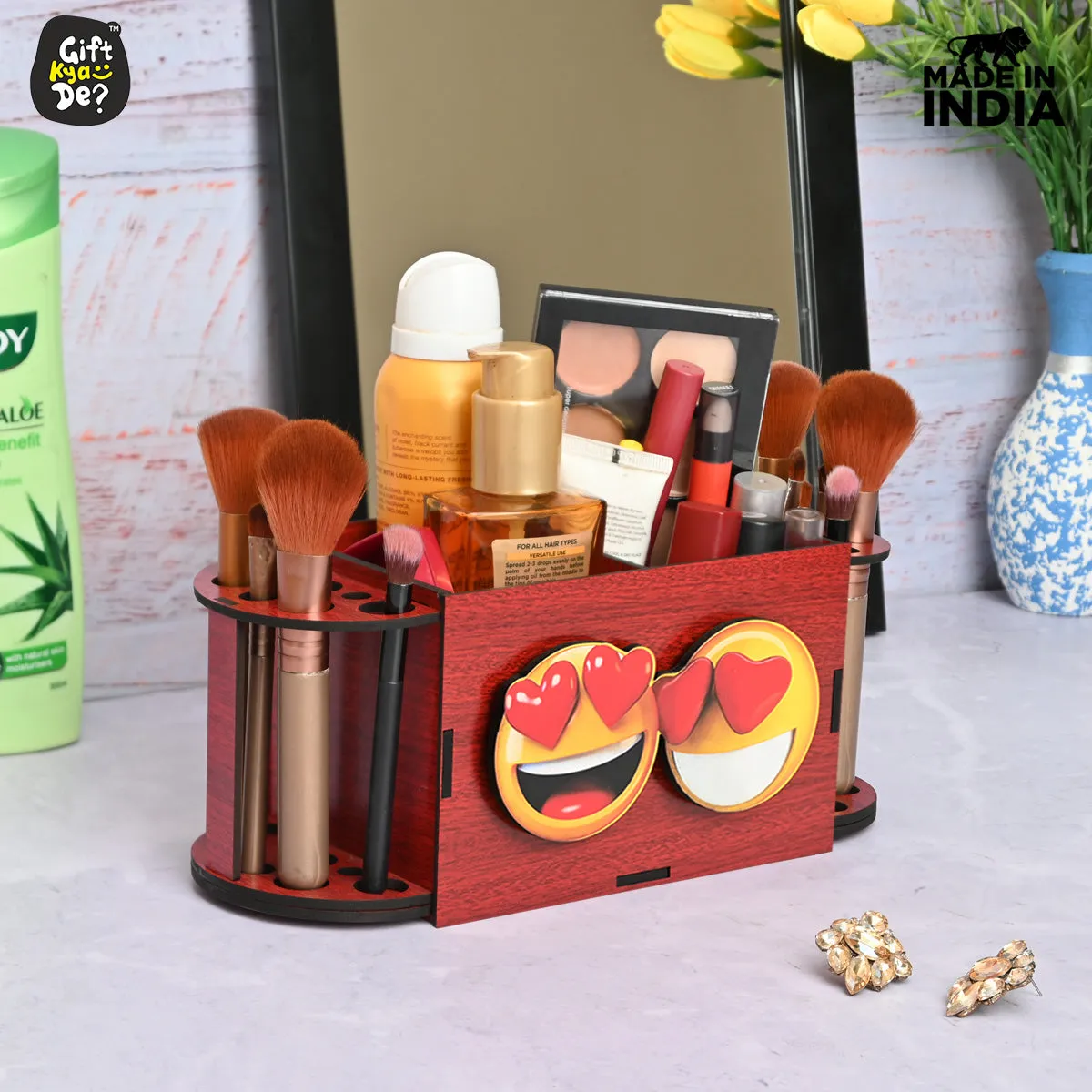 Funky 2 Compartment Makeup Organizer with Brush Holder