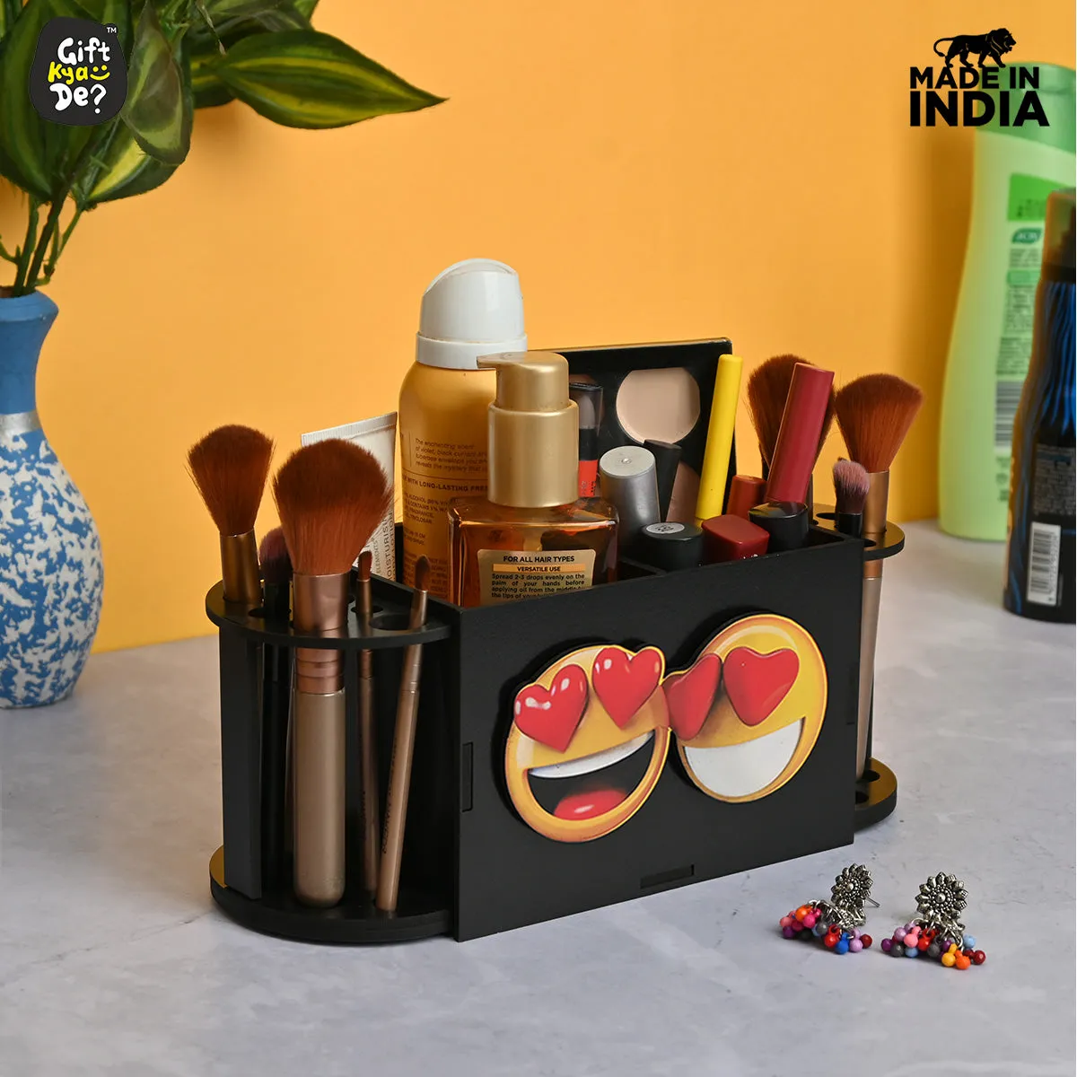 Funky 2 Compartment Makeup Organizer with Brush Holder