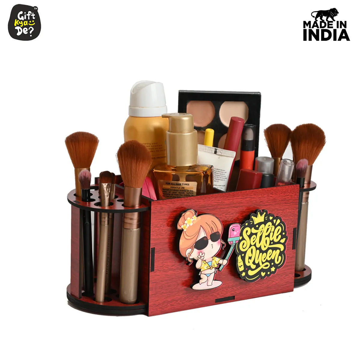 Funky 2 Compartment Makeup Organizer with Brush Holder