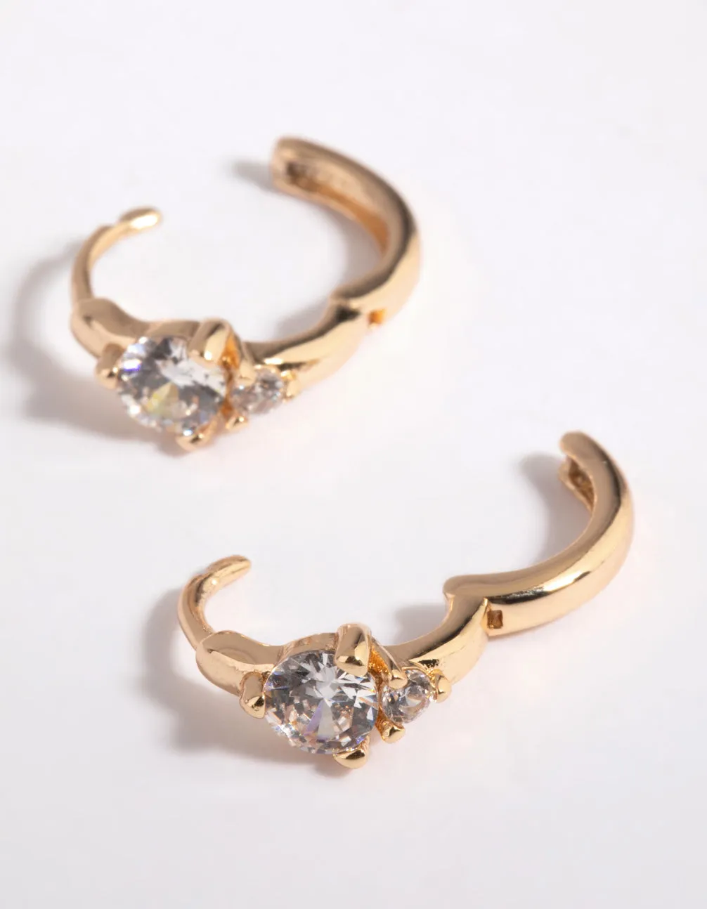 Gold Cubic Zirconia Huggie Hoop Earrings