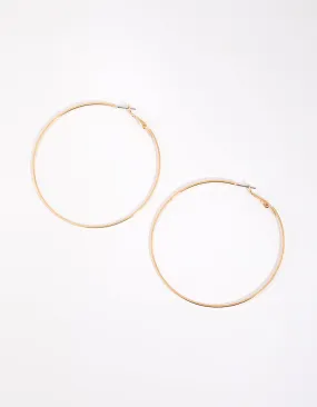 Gold Flat Edge Hoop Earrings