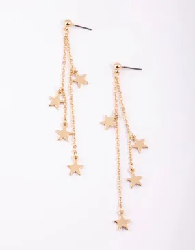 Gold Hanging Stars Drop Earrings