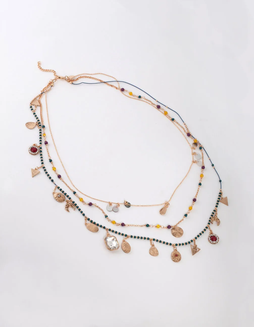 Gold Multi Charm Layered Necklace