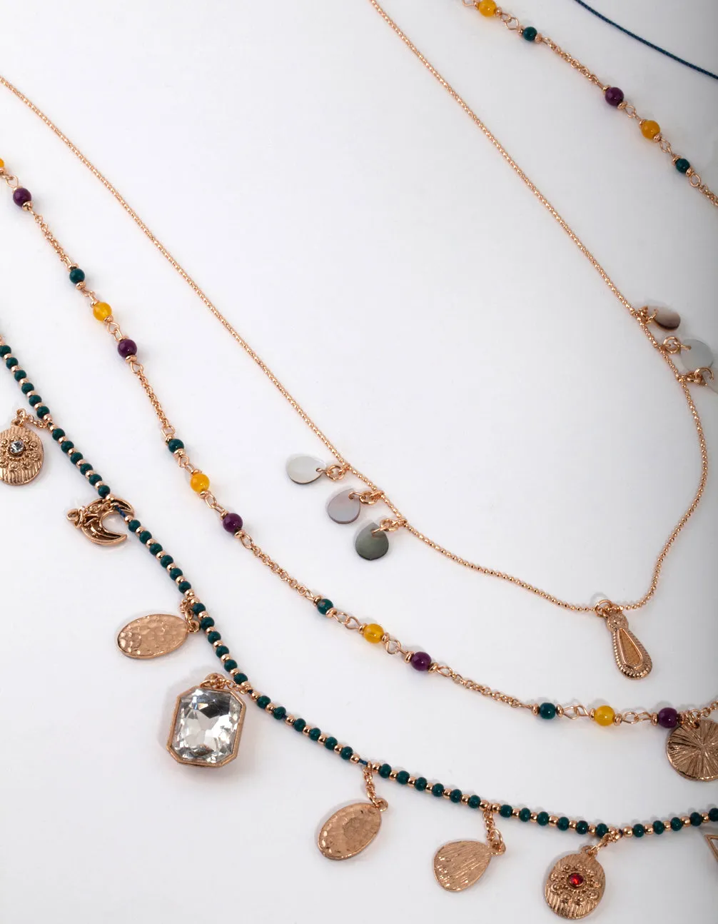 Gold Multi Charm Layered Necklace