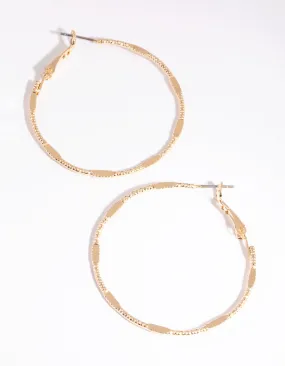 Gold Textured & Flat Hoop Earrings