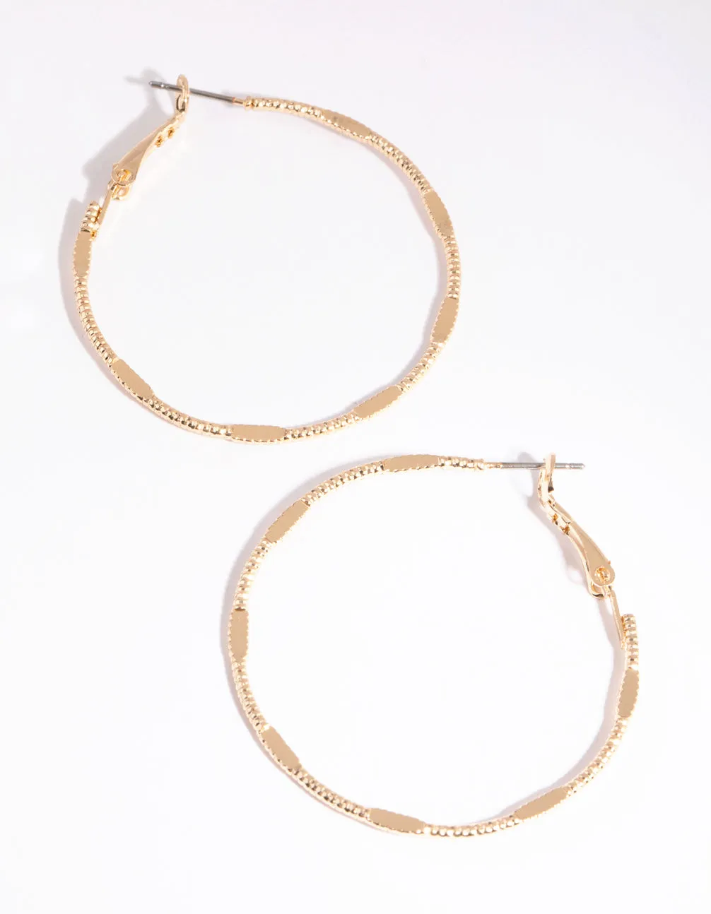 Gold Textured & Flat Hoop Earrings