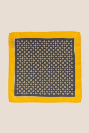 Grey Yellow Geometric Pattern Silk Handkerchief