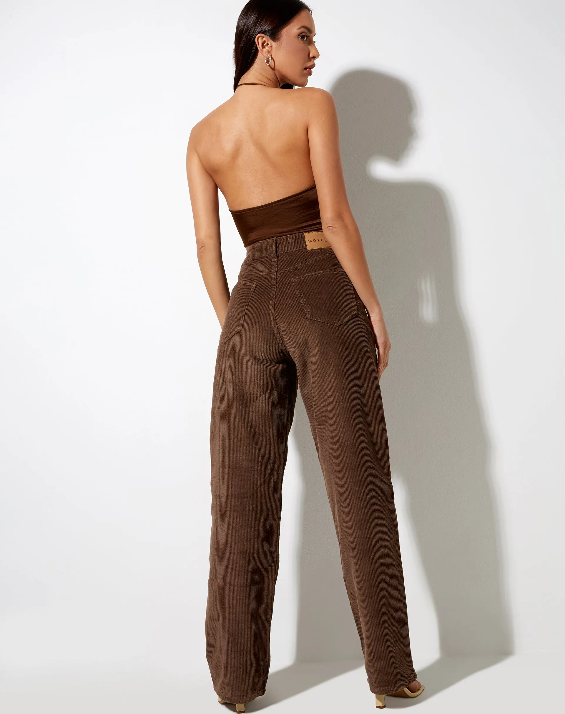 Halpi Crop Top in Satin Rich Brown