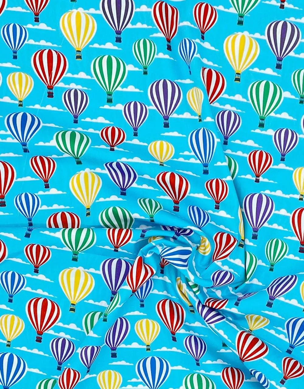 Hot Air Balloons, Printed Cotton Poplin Fabric