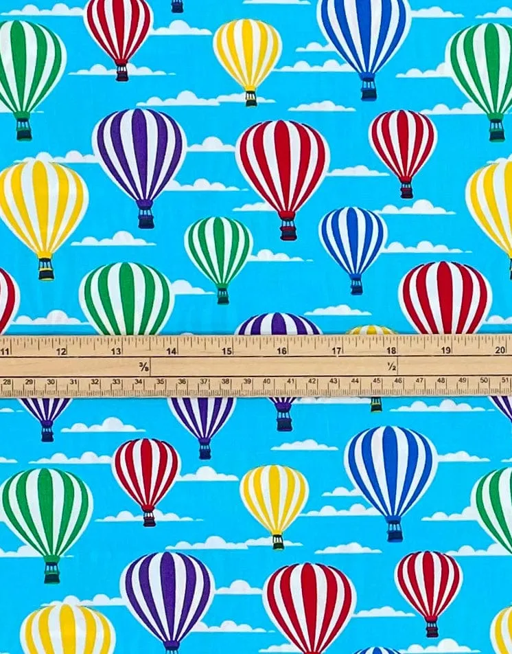 Hot Air Balloons, Printed Cotton Poplin Fabric