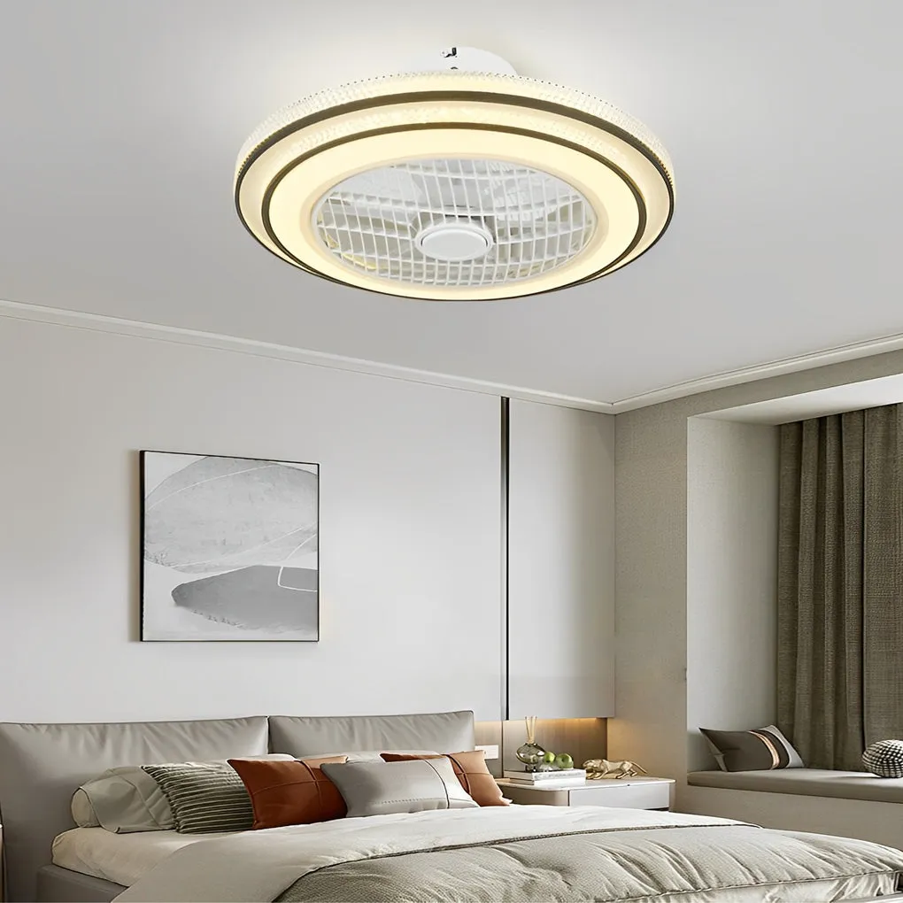 Intelligent Timing Mute LED Modern Bladeless Ceiling Fans with Light