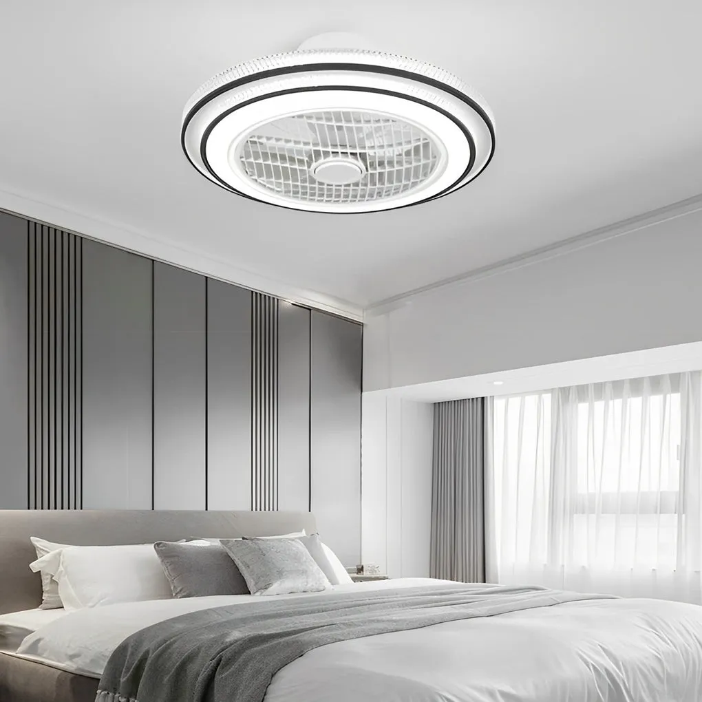 Intelligent Timing Mute LED Modern Bladeless Ceiling Fans with Light