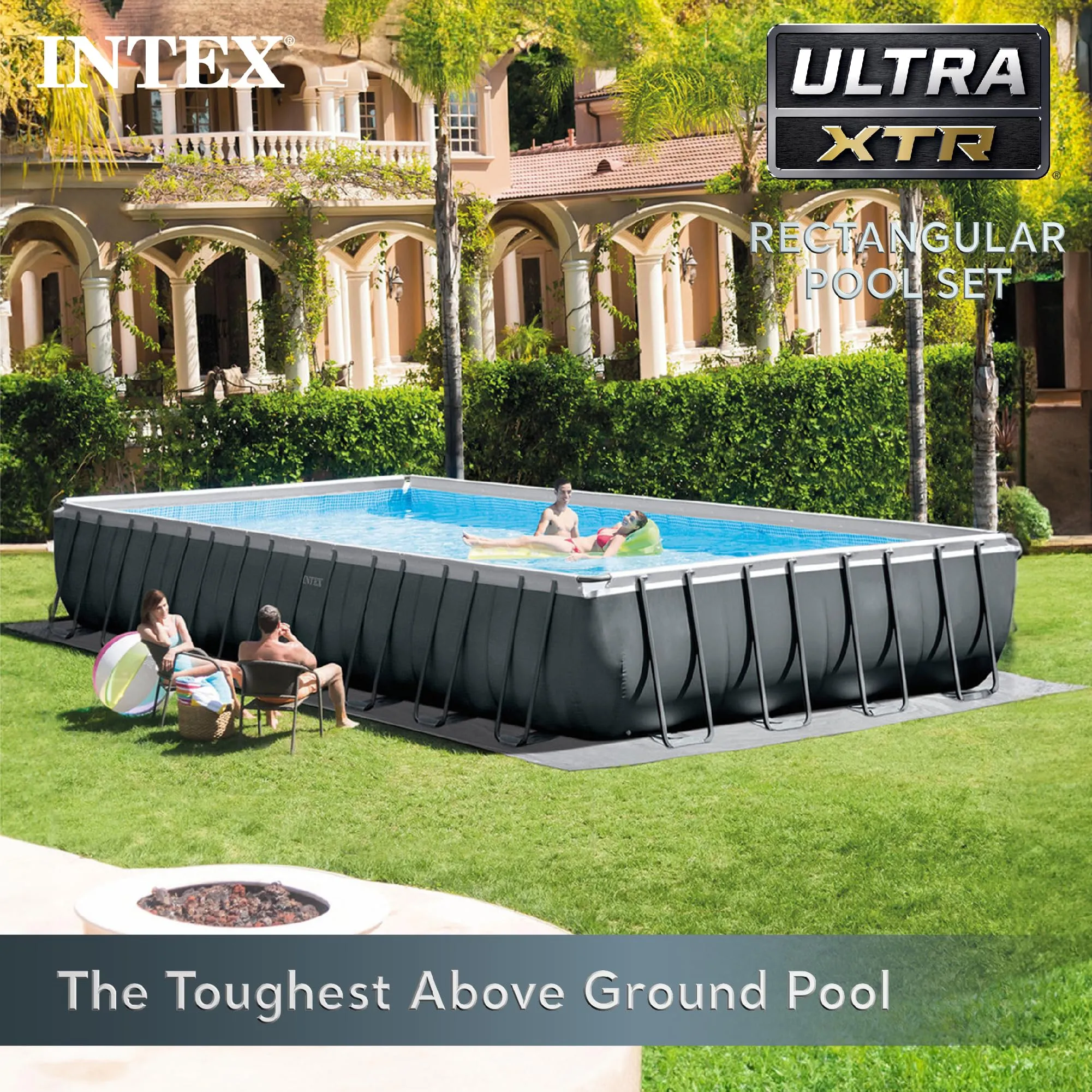 INTEX 26373EH Ultra XTR Deluxe Rectangular Above Ground Swimming Pool Set: 32ft x 16ft x 52in – Includes 2800 GPH Sand Filter Pump – Easy Assembly