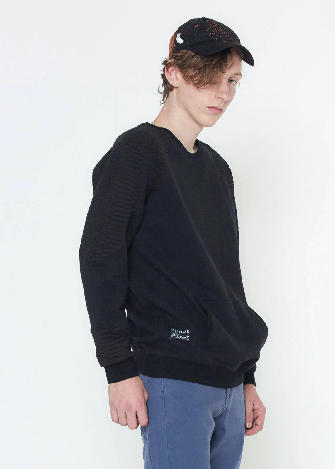 Konus Men's Quilted Sweater in Black