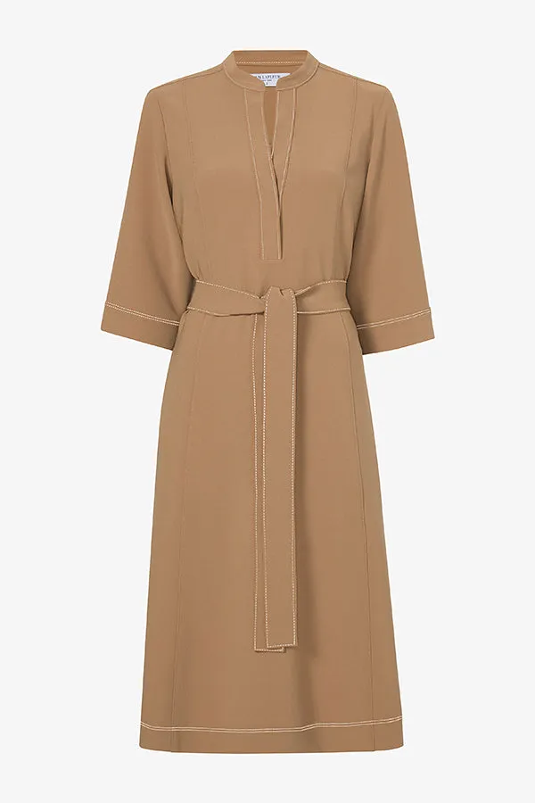 Lauleh Dress - Everyday Crepe :: Light Saddle