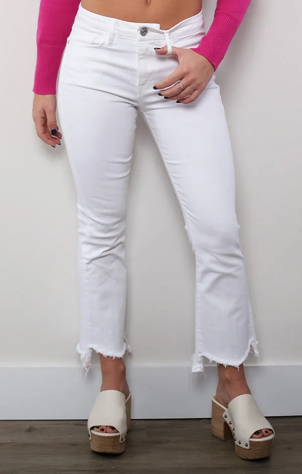 Le Crop Mini Boot Stiletto Hem in Blanc