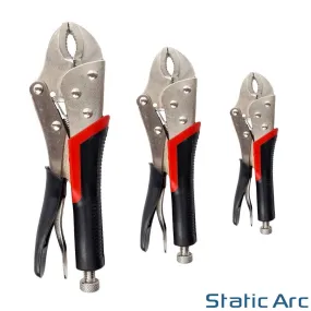 LOCKING PLIER SET VICE MOLE GRIPS ADJUSTABLE CURVED CLAMP 3pc INDIVIDUAL 5/7/10"