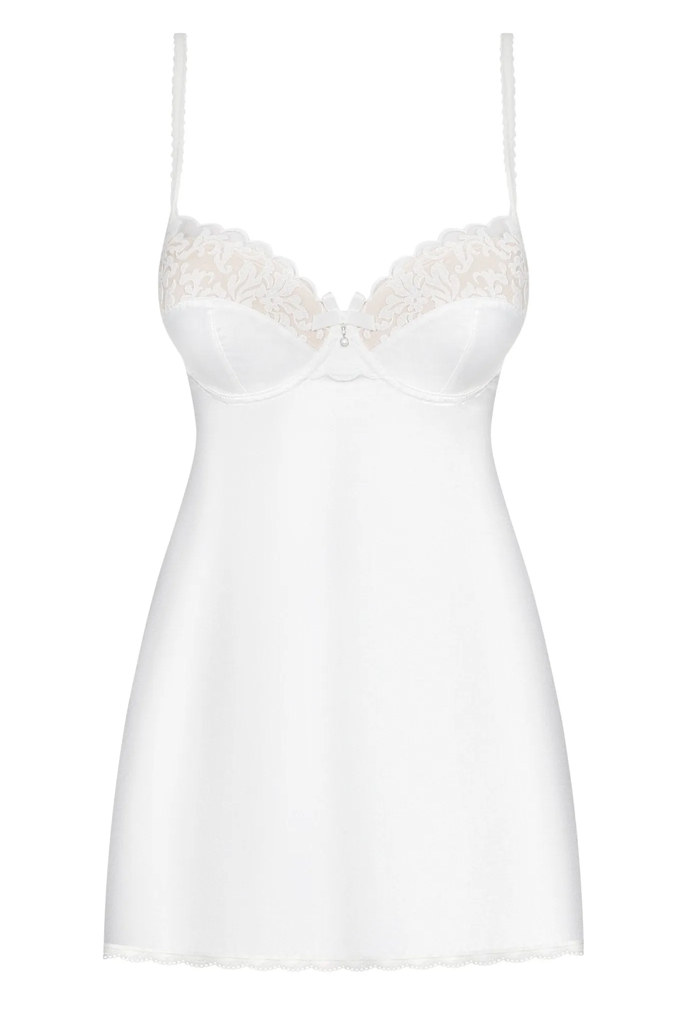 Luxury Bridal Satin & Lace Underwire Chemise Set