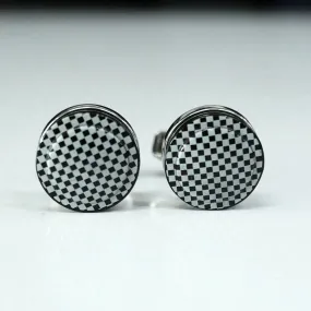 Luxury Men's Black and White Round Cufflinks