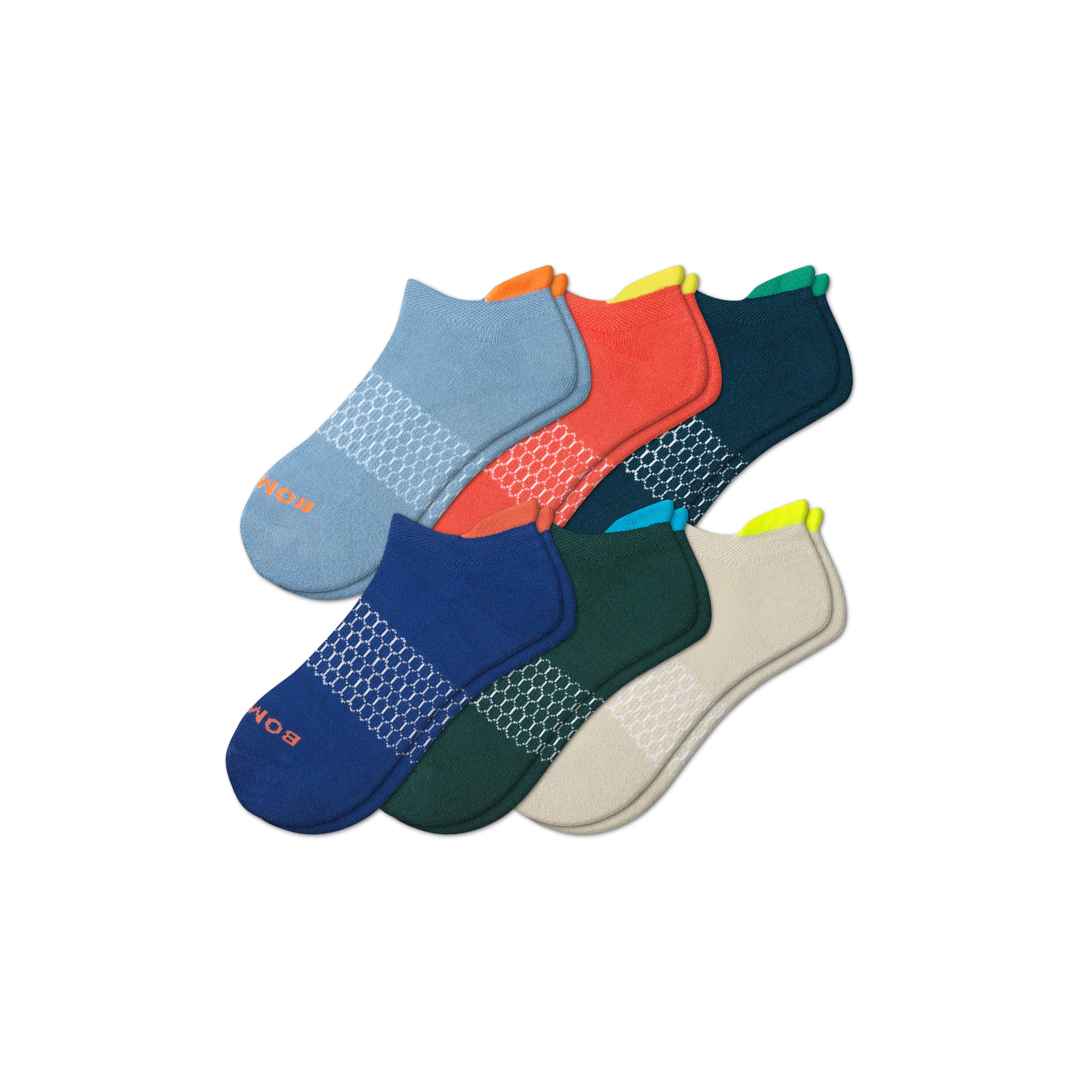 Men's Solid Neon Tipping Ankle Sock 6-Pack