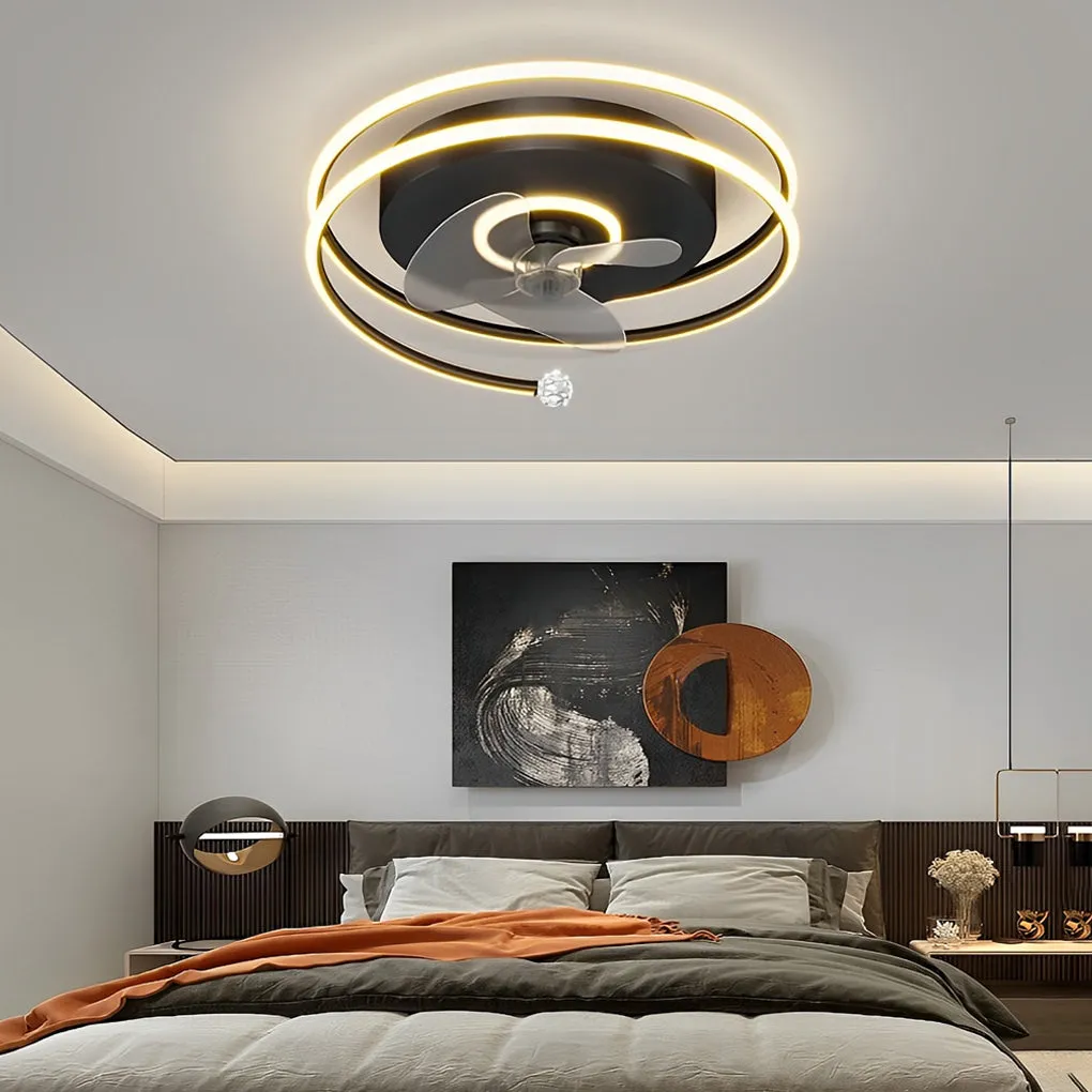 Minimalist Circular Mute LED Nordic Bladeless Ceiling Fans Lights