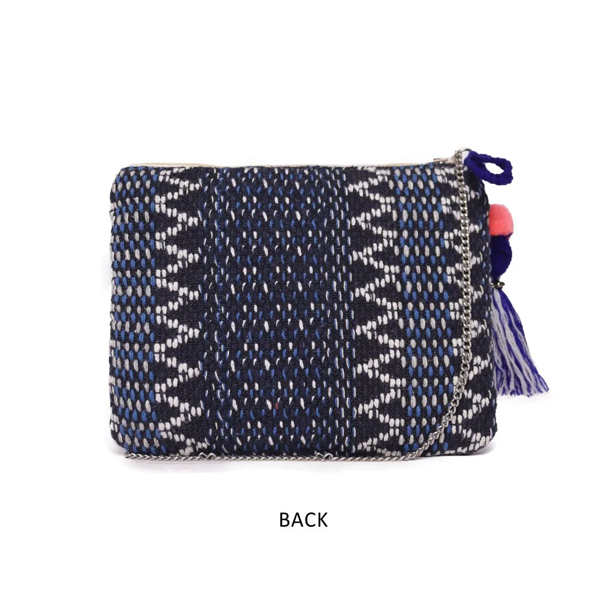 Navy Colour  Woven Makeup/Travel Pouch With Beautiful Tassel