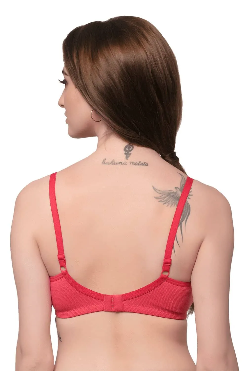 Organic Cotton  Antimicrobial Lace touch T-shirt Bra-ISB042-Bright Pink-