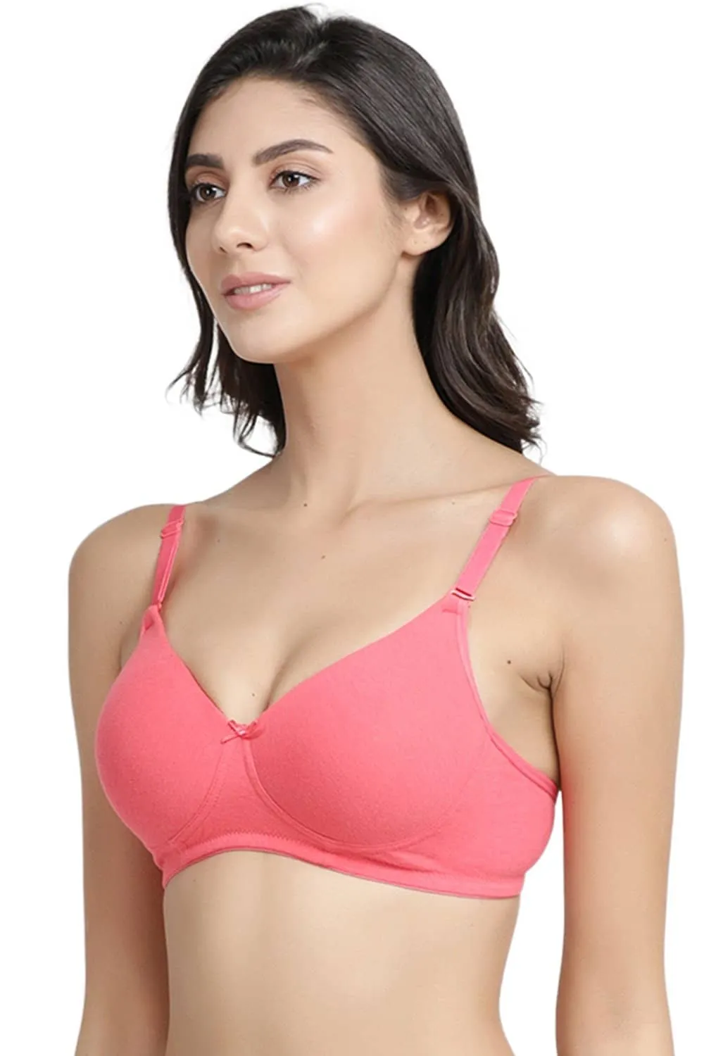 Organic Cotton Antimicrobial Wire-Free Padded Bra-ISB068-Bright Pink-