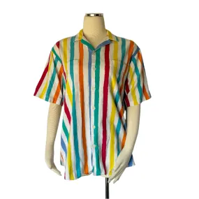 Rainbow Striped 1980's Button Up