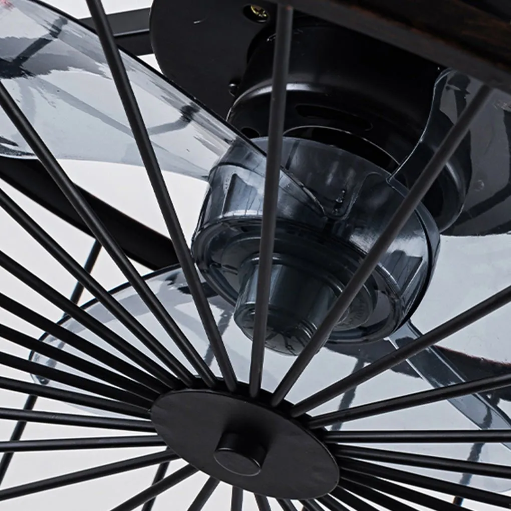 Retro Industrial Timing Three-speed Wind Regulation Mute Cage Bladeless Ceiling Fan Lamp