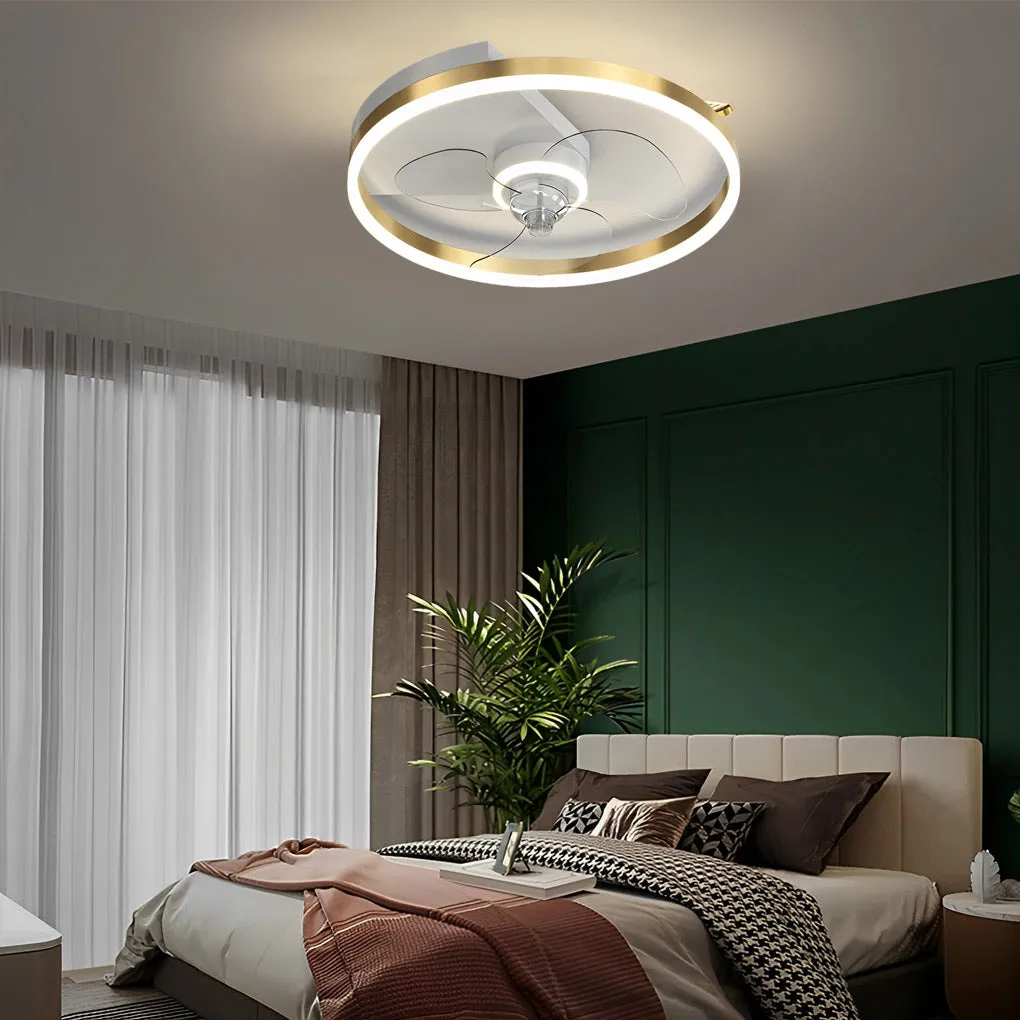 Round Creative LED Mute Intelligent Modern Bladeless Ceiling Fans Lamp