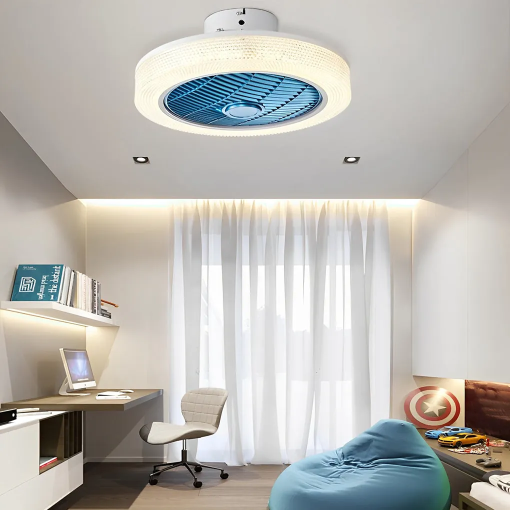 Round Dimmable LED Warm Air Mute Modern Bladeless Ceiling Fans Lights