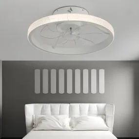 Round Inverter Mute LED Dimmable Modern Bladeless Ceiling Fans with Remote