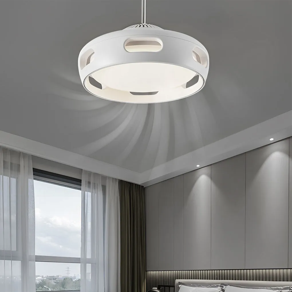 Round Smart Mute Stepless Dimming White Modern Bladeless Ceiling Fans