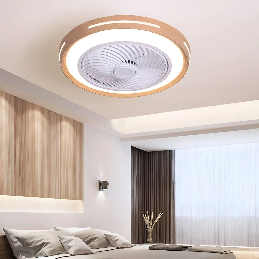 Round Ultra-thin Mute LED Nordic Bladeless Ceiling Fans with Remote Control