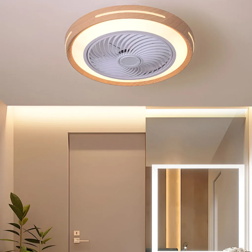 Round Ultra-thin Mute LED Nordic Bladeless Ceiling Fans with Remote Control