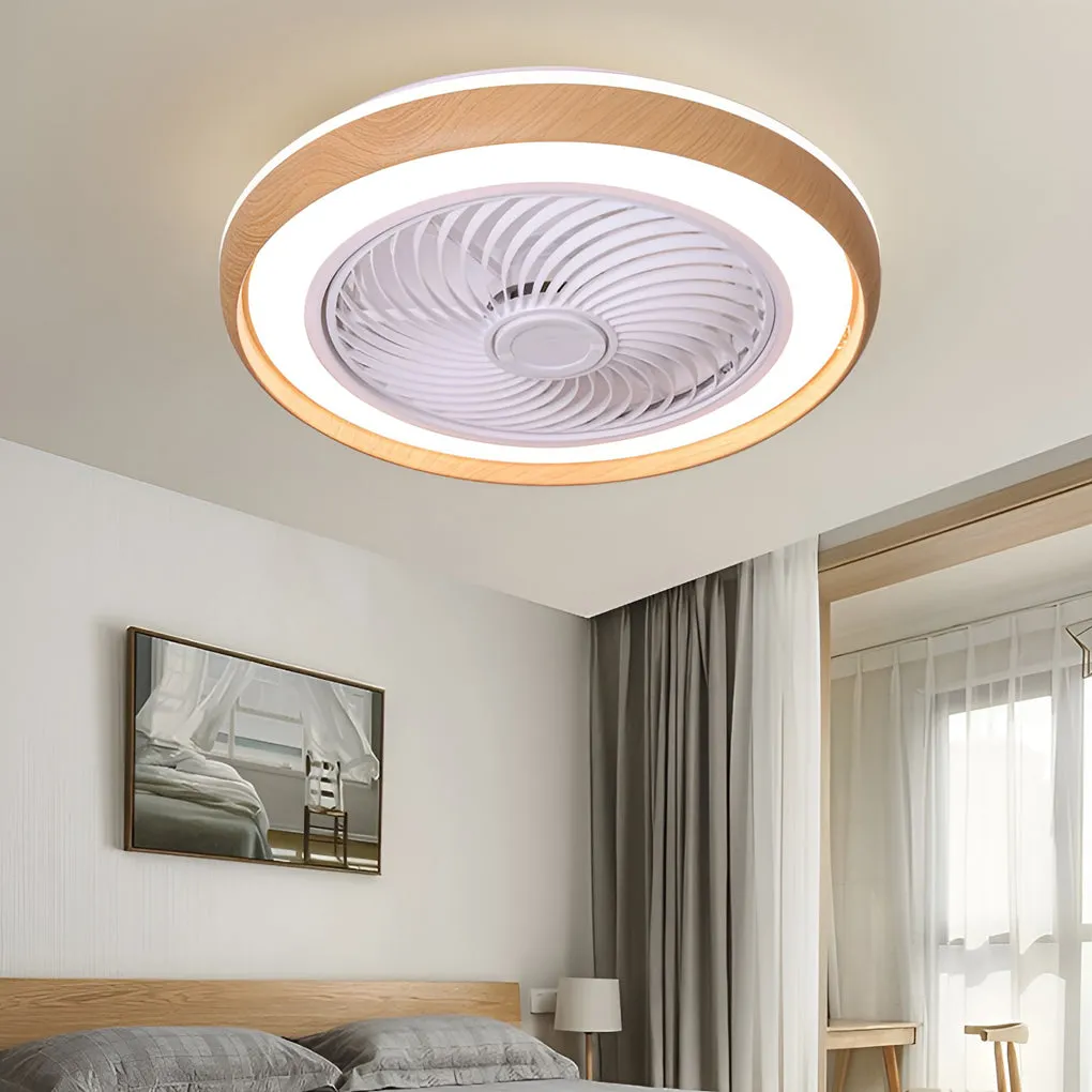 Round Ultra-thin Mute LED Nordic Bladeless Ceiling Fans with Remote Control