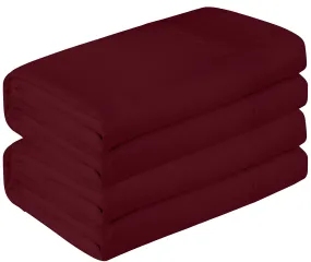 Royale Linen 2 Pack Bulk Flat Sheet Set - Top Sheet - 1800 Microfiber - Wrinkle & Stain Resistant - for Hotel, Massage, Hospital, Dorm - California King Flat Sheet Sold Separately (KingCal, Burgundy)