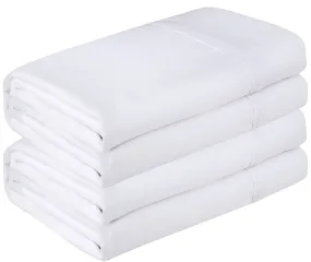 Royale Linen 2 Pack Bulk Flat Sheet Set - Top Sheet - Soft 1800 Microfiber - Wrinkle & Stain Resistant - for Hotel, Massage Table, Hospital, Dorm - King Flat Sheet Sold Separately (King, White)