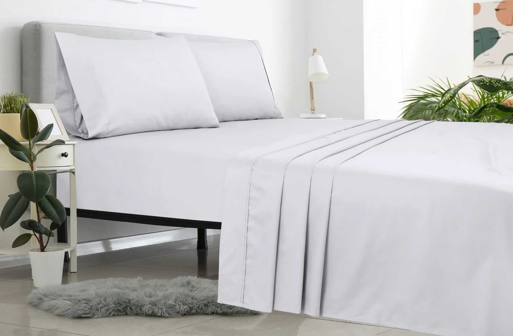 Royale Linen 6 Pack Bulk Flat Sheet Set - Top Sheet - Soft 1800 Microfiber - Wrinkle & Stain Resistant - for Hotel, Massage Table, Hospital, Dorm - Full Flat Sheet Sold Separately (Full, White)