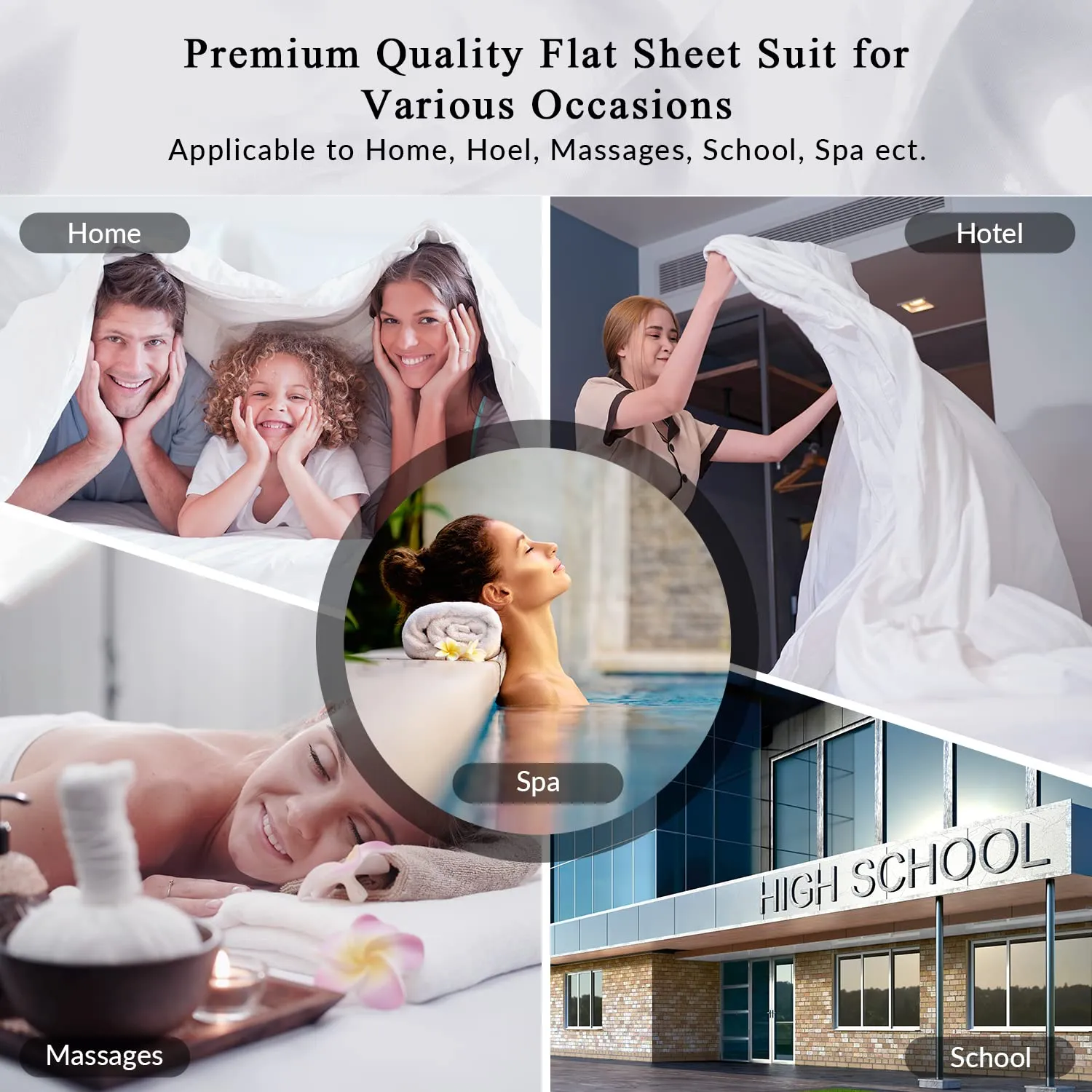 Royale Linen 6 Pack Bulk Flat Sheet Set - Top Sheet - Soft 1800 Microfiber - Wrinkle & Stain Resistant - for Hotel, Massage Table, Hospital, Dorm - Full Flat Sheet Sold Separately (Full, White)