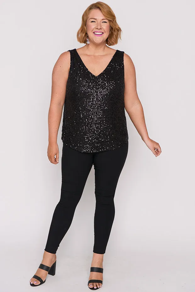 Rylee Black Sequins Party Tank