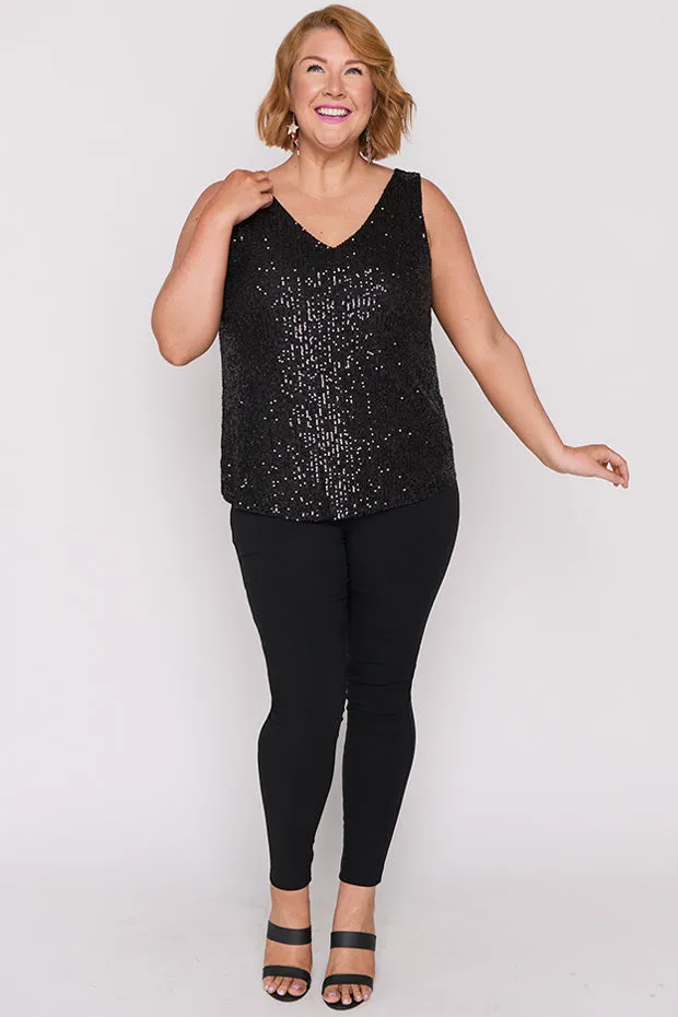 Rylee Black Sequins Party Tank