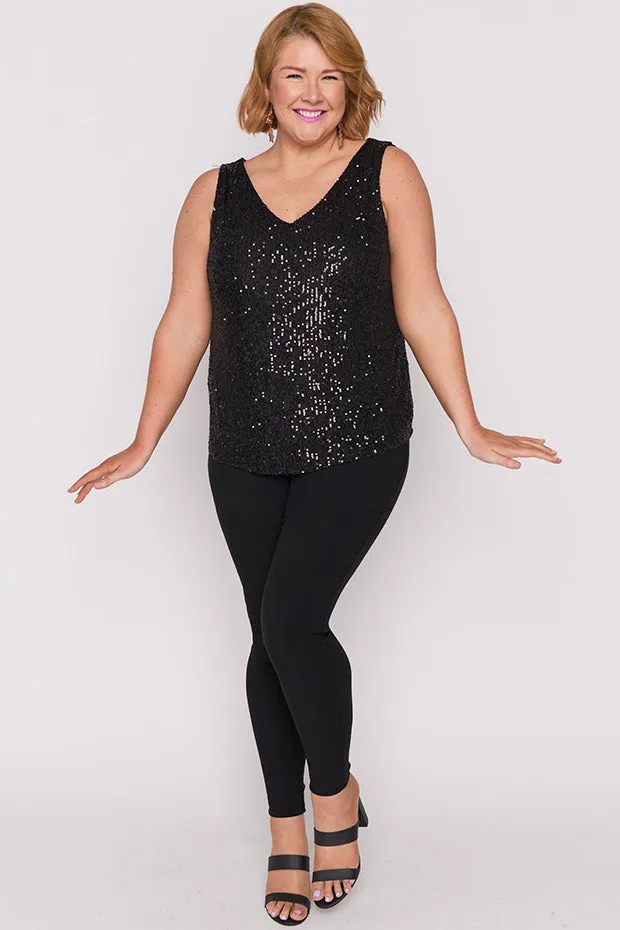 Rylee Black Sequins Party Tank