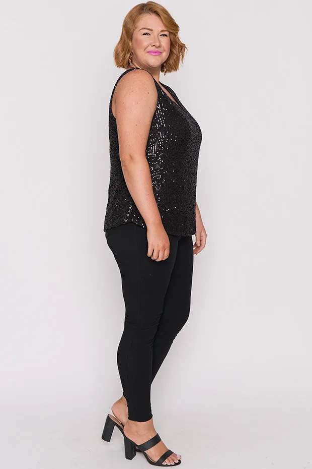 Rylee Black Sequins Party Tank